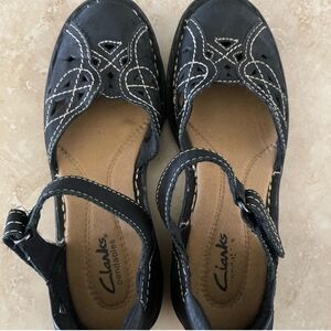 Clarks Duchess Black Lea Women's Shoes 7M